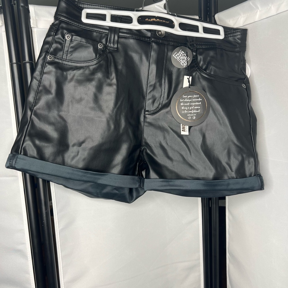 Black leather shorts